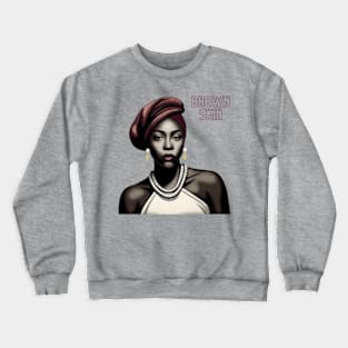 Brown Skin Burgundy Cap & Lippy Beauty Crewneck Sweatshirt